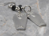 Stainless Steel Coffin Earrings with Black Swarovski Crystals