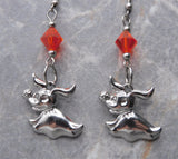 Stainless Steel Zero Earrings with Orange Swarovski Crystals