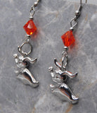 Stainless Steel Zero Earrings with Orange Swarovski Crystals