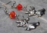 Stainless Steel Zero Earrings with Orange Swarovski Crystals