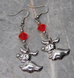 Stainless Steel Zero Earrings with Orange Swarovski Crystals