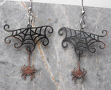 Cobweb and Spider Stainless Steel Earrings