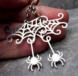 Cobweb and Spider Stainless Steel Earrings