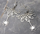 Cobweb and Spider Stainless Steel Earrings