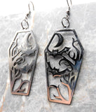 Stainless Steel Coffin with a Spooky Scene Earrings