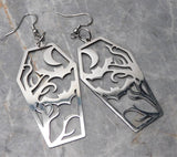 Stainless Steel Coffin with a Spooky Scene Earrings