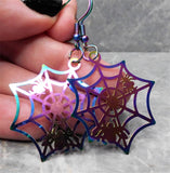 Spider and Spiderweb Stainless Steel Earrings