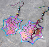 Spider and Spiderweb Stainless Steel Earrings