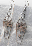 Stainless Steel Coffin with a Spider and Spiderweb Earrings