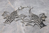 Bat Wing Haunted House Stainless Steel Earrings