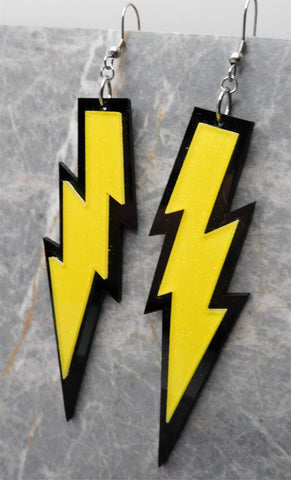Black and Yellow Lightning Bolt Acrylic Earrings