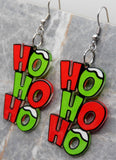 Christmas HoHoHo Green and Red Acrylic Earrings
