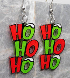 Christmas HoHoHo Green and Red Acrylic Earrings