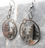 Deer, Tree, and Star Winter Scene Stainless Steel Earrings