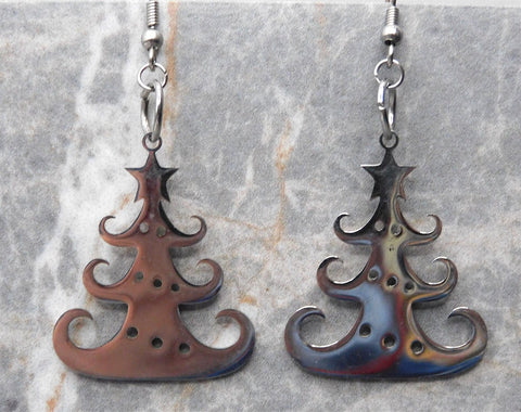Stylized Christmas Tree Stainless Steel Earrings