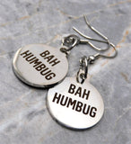 Bah Humbug Laser Etched Stainless Steel Earrings