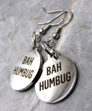 Bah Humbug Laser Etched Stainless Steel Earrings
