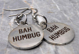 Bah Humbug Laser Etched Stainless Steel Earrings
