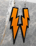 Black And Orange Lightning Bolt Acrylic Earrings