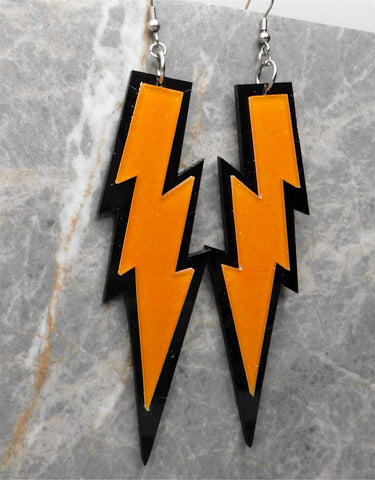 Black And Orange Lightning Bolt Acrylic Earrings