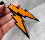 Black And Orange Lightning Bolt Acrylic Earrings