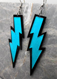 Black and Aqua Blue Lightning Bolt Acrylic Earrings