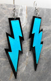 Black and Aqua Blue Lightning Bolt Acrylic Earrings