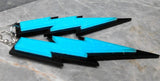 Black and Aqua Blue Lightning Bolt Acrylic Earrings