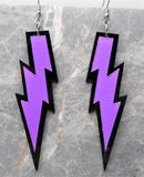 Black And Purple Lightning Bolt Acrylic Earrings