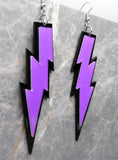 Black And Purple Lightning Bolt Acrylic Earrings