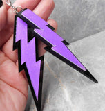Black And Purple Lightning Bolt Acrylic Earrings