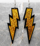 Black And Golden Yellow Lightning Bolt Acrylic Earrings