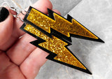Black And Golden Yellow Lightning Bolt Acrylic Earrings