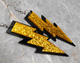Black And Golden Yellow Lightning Bolt Acrylic Earrings