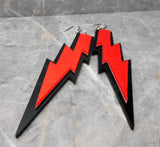 Black And Red Lightning Bolt Acrylic Earrings