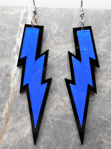 Black And Blue Lightning Bolt Acrylic Earrings