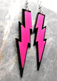 Black and Pink Lightning Bolt Acrylic Earrings