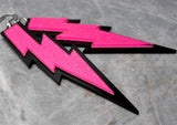 Black and Pink Lightning Bolt Acrylic Earrings
