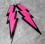 Black and Pink Lightning Bolt Acrylic Earrings