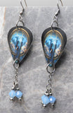 Elephant Guitar Pick Earrings with Blue Opal Swarovski Crystal Dangles