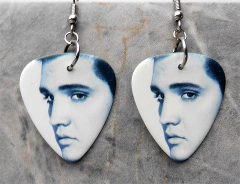 Black and White Elvis Close Up Guitar Pick Earrings