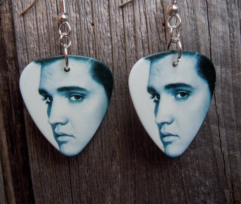 Black and White Elvis Close Up Guitar Pick Earrings