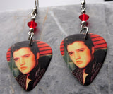 Elvis Guitar Pick Earrings with Red Swarovski Crystals