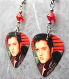 Elvis Guitar Pick Earrings with Red Swarovski Crystals
