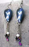 Singing Elvis Guitar Pick Earrings with Stainless Steel Ion Plated Music Note Charms and Swarovski Crystal Dangles