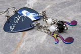 Singing Elvis Guitar Pick Earrings with Stainless Steel Ion Plated Music Note Charms and Swarovski Crystal Dangles