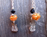 Elvis Playing His Guitar Guitar Pick Earrings with Charm, Bead, and Swarovski Crystal Dangles