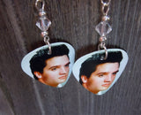 Elvis Guitar Pick Earrings with Clear Swarovski Crystals