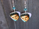 Elvis Guitar Pick Earrings with Transparent Turquoise Swarovski Crystals