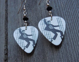 Elvis Jailhouse Rock Guitar Pick Earrings with Black Swarovski Crystals